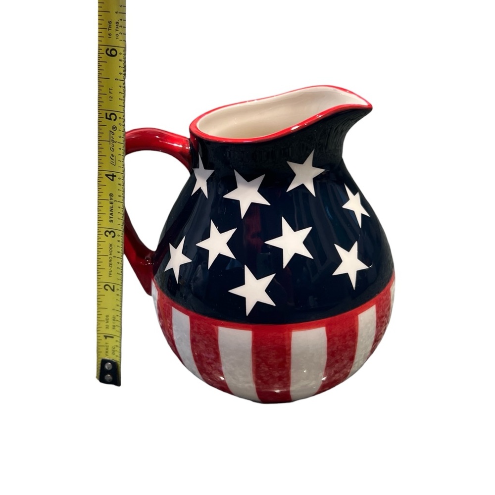 Hausenware Patriotic Ceramic Pitcher by Sally Noll Americana 90s Y2K - Picture 6 of 8